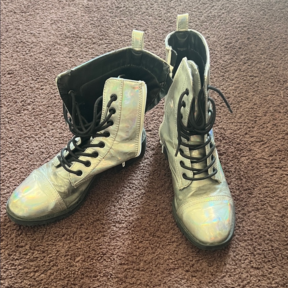 VERY WORN Holographic Combat Boots